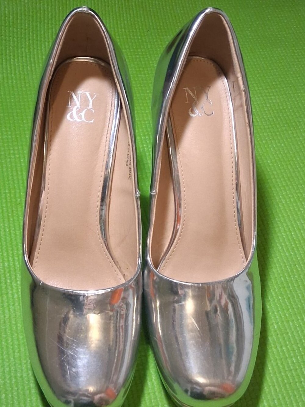 NY&C Silver Chrome High Heels